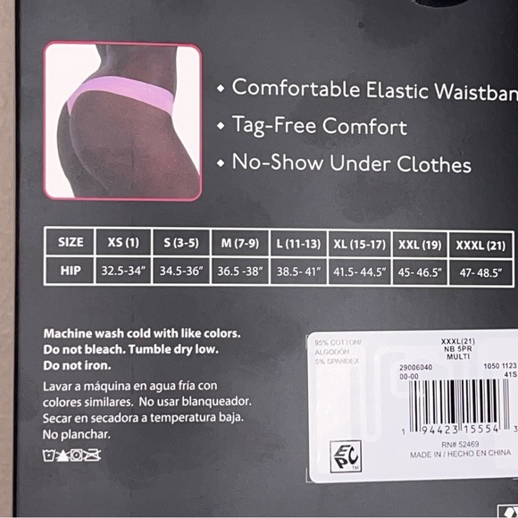 NEW Size 21 Juniors Thong Set Of 5 Panties Underwear XXXL Multicolor Colorful - Picture 12 of 12